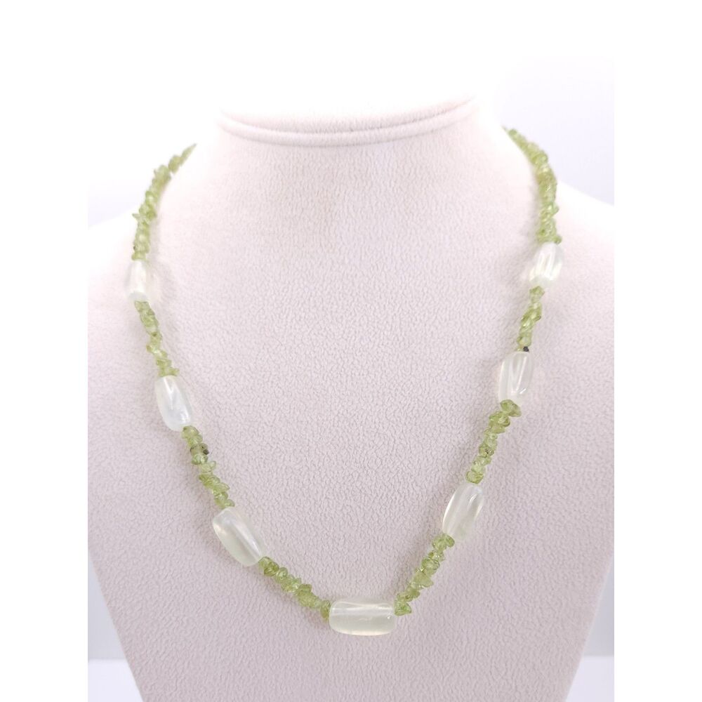 Hebei Peridot and Prehnite Chip 20-inch Necklace
